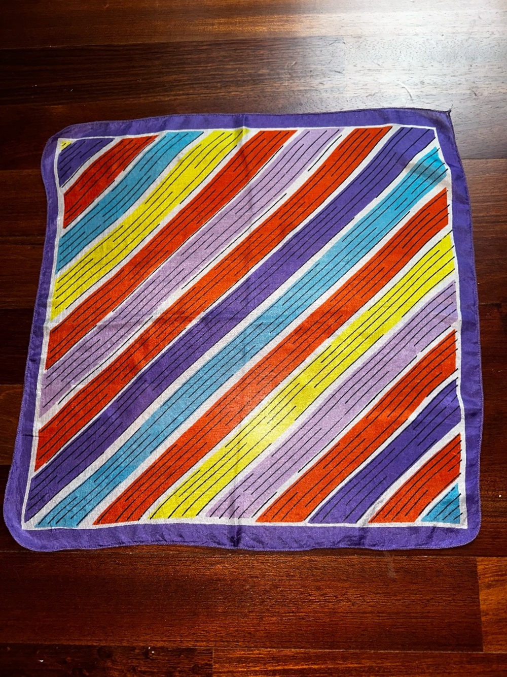 Vintage 1970's Square Striped Scarf